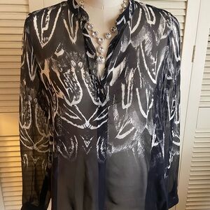 Elegant Black and White Women's Top by Cynthia Vincent